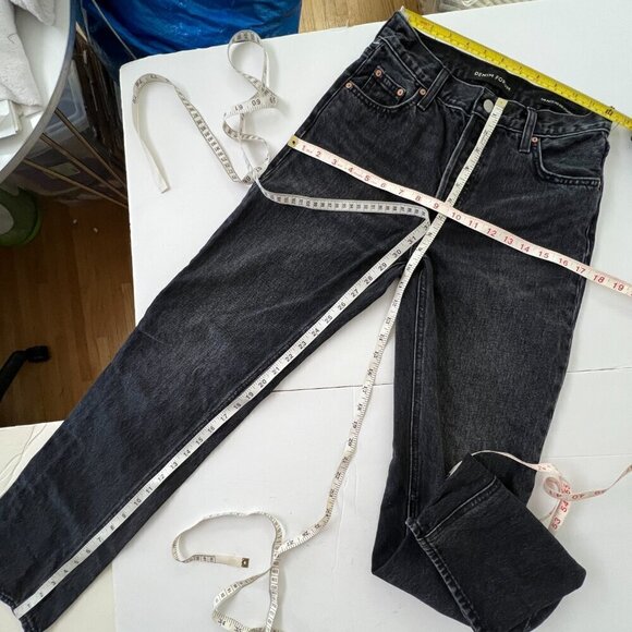 Denim Forum The‎ Patti Mid Rise Straight 31L Black Button Fly Sz 23 - Picture 14 of 14